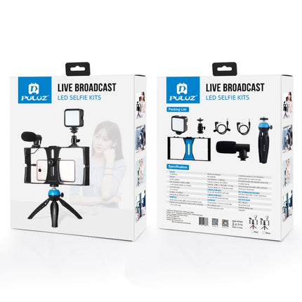 PULUZ 4 in 1 Vlogging Live Broadcast LED Selfie Fill Light Smartphone Video Rig Kits with Microphone + Tripod Mount + Cold Shoe Tripod Head for iPhone, Galaxy, Huawei, Xiaomi, HTC, LG, Google, and Other Smartphones, 4 in 1 Fill Light Rig Kit