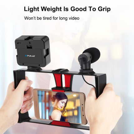 PULUZ 4 in 1 Vlogging Live Broadcast LED Selfie Fill Light Smartphone Video Rig Kits with Microphone + Tripod Mount + Cold Shoe Tripod Head for iPhone, Galaxy, Huawei, Xiaomi, HTC, LG, Google, and Other Smartphones, 4 in 1 Fill Light Rig Kit