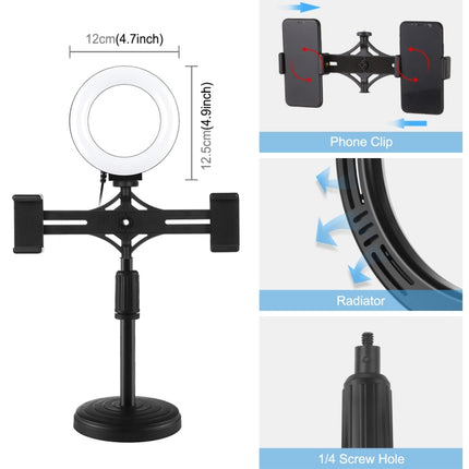 PULUZ 4.7 inch 12cm Ring Light Horizontal Dual Phone Brackets Desktop Holder Video Light Kits