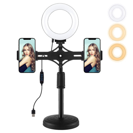 PULUZ 4.7 inch 12cm Ring Light Horizontal Dual Phone Brackets Desktop Holder Video Light Kits, 4.7 inch Horizontal Brackets Desktop Mount