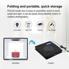 PULUZ 25cm Folding Portable High CRI Ring LED Photo Lighting Studio Tent Box + Shadowless Light Lamp Panel Pad with 12 Colors Backdrops, Size: 25cm x 25cm x 25cm, 25cm High CRI Box + Shadowless Light, 25cm High CRI Box + Shadowless Light (RU)