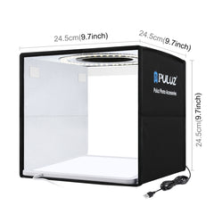 PULUZ 25cm Folding Portable High CRI Ring LED Photo Lighting Studio Tent Box + Shadowless Light Lamp Panel Pad with 12 Colors Backdrops, Size: 25cm x 25cm x 25cm, 25cm High CRI Box + Shadowless Light, 25cm High CRI Box + Shadowless Light (RU)