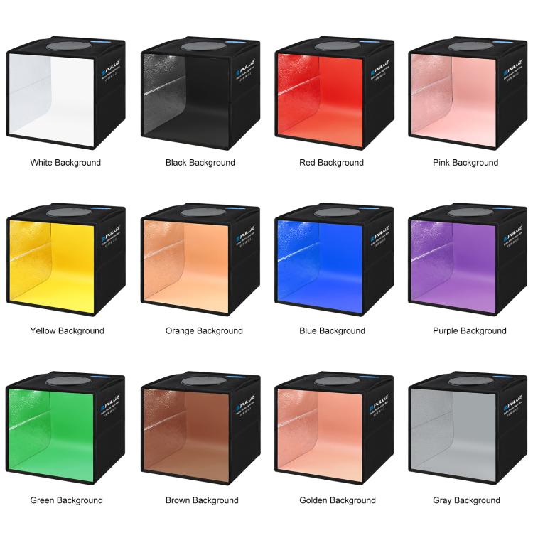 PULUZ 25cm Folding Portable High CRI Ring LED Photo Lighting Studio Tent Box + Shadowless Light Lamp Panel Pad with 12 Colors Backdrops, Size: 25cm x 25cm x 25cm