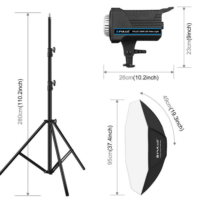 PULUZ 120W Photo Studio Strobe Flash Light Kit with Softbox Reflector & Tripod, 120W 2700K-6500K Light Kit US Plug, 120W 2700K-6500KK Light Kit EU Plug, 120W 2700K-6500K Light Kit UK Plug