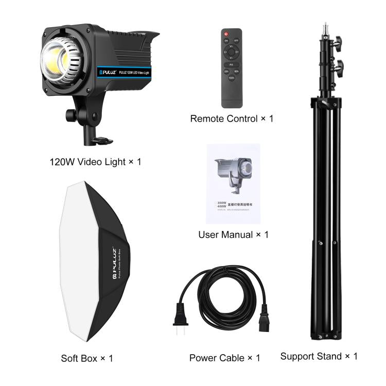 PULUZ 120W Photo Studio Strobe Flash Light Kit with Softbox Reflector & Tripod