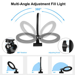 PULUZ 7.9 inch 20cm Ring Selfie Light + Monitor Clip 3 Modes USB Dimmable Dual Color Temperature LED Curved Vlogging Photography Video Lights Kits with Phone Clamp, 7.9 inch+Clip