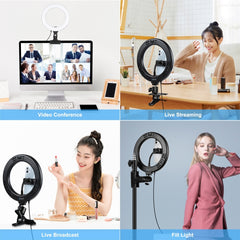 PULUZ 7.9 inch 20cm Ring Selfie Light + Monitor Clip 3 Modes USB Dimmable Dual Color Temperature LED Curved Vlogging Photography Video Lights Kits with Phone Clamp, 7.9 inch+Clip