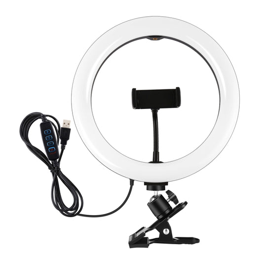 PULUZ 10.2 inch 26cm Ring Light + Monitor Clip USB 3 Modes Dimmable Dual Color Temperature LED Curved Diffuse Vlogging Selfie Beauty Photography Video Lights with Phone Clamp, 10.2 inch+Clip