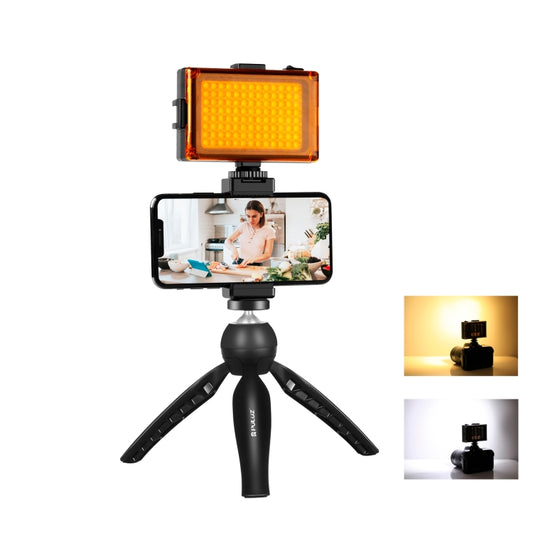 PULUZ Live Broadcast Smartphone Video Licht Vlogger Kits mit LED Licht + Stativ Montieren + Telefon Klemme Halter, LED + Stativ + lampe