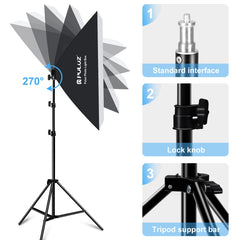 PULUZ Softbox Lighting Kit 2 PCS 50x70cm Professional Photo Studio Photography Light Equipment with 2 x E27 Socket Bulb Photography Lighting Kit, 2 PCS Single Bulb EU Plug, 2 PCS Single Bulb US Plug