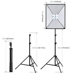 PULUZ Softbox Lighting Kit 2 PCS 50x70cm Professional Photo Studio Photography Light Equipment with 8 x E27 20W E27 Socket Bulb Photography Lighting Kit for Filming Portrait Shooting / Fashion Advertising Photography, 2 PCS 4 x Bulb Kit EU Plug