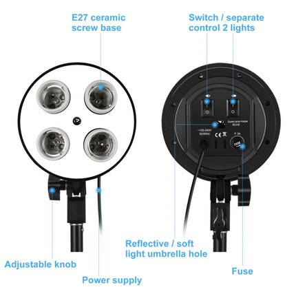 PULUZ Softbox Lighting Kit 2 PCS 50x70cm Professional Photo Studio Photography Light Equipment with 8 x E27 20W E27 Socket Bulb Photography Lighting Kit for Filming Portrait Shooting / Fashion Advertising Photography, 2 PCS 4 x Bulb Kit EU Plug        ...