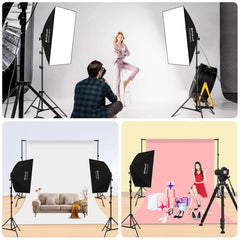 PULUZ Softbox Lighting Kit 2 PCS 50x70cm Professional Photo Studio Photography Light Equipment with 8 x E27 20W E27 Socket Bulb Photography Lighting Kit for Filming Portrait Shooting / Fashion Advertising Photography, 2 PCS 4 x Bulb Kit EU Plug