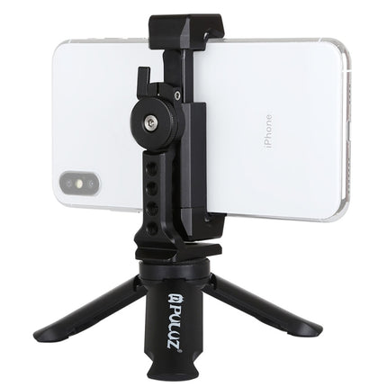 Trípode de plástico plegable PULUZ + abrazadera de metal para disparo horizontal/vertical con zapata fría para iPhone, Galaxy, Huawei, Xiaomi, Sony, HTC, Google y otros teléfonos inteligentes, trípode + abrazadera 4