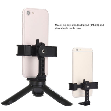 Trípode de plástico plegable PULUZ + abrazadera de metal para disparo horizontal/vertical con zapata fría para iPhone, Galaxy, Huawei, Xiaomi, Sony, HTC, Google y otros teléfonos inteligentes, trípode + abrazadera 4
