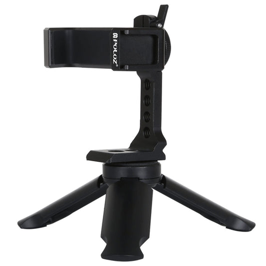 PULUZ Folding Plastic Tripod + Horizontal / Vertical Shooting Metal Clamp with Cold Shoe for iPhone, Galaxy, Huawei, Xiaomi, Sony, HTC, Google and other Smartphones, Tripod+Clamp 4