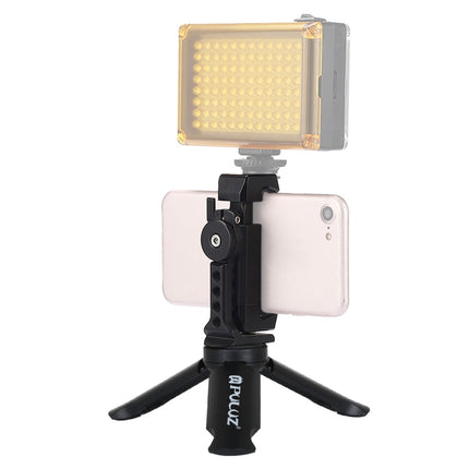 Trípode de plástico plegable PULUZ + abrazadera de metal para disparo horizontal/vertical con zapata fría para iPhone, Galaxy, Huawei, Xiaomi, Sony, HTC, Google y otros teléfonos inteligentes, trípode + abrazadera 4
