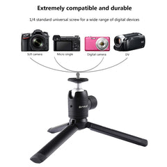 PULUZ Mini Pocket Metal Desktop Tripod Mount + Mini  Metal Ball Head with 1/4 inch Screw for DSLR & Digital Cameras, Tripod+Ball Head