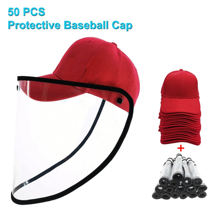 50 PCS Anti-Saliva Splash Anti-Spitting Anti-Fog Anti-Oil Protective Baseball Cap Mask Removable Face Shield