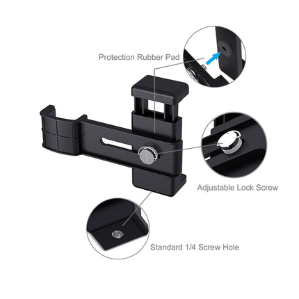Abrazadera de fijación para teléfono inteligente PULUZ, soporte de montaje de 1/4 de pulgada + kits de montaje de trípode plegable con agarre para DJI OSMO Pocket / Pocket 2, abrazadera + trípode