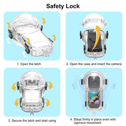 For Insta360 X5 PULUZ 60m Waterproof Sealed Diving Case with Silicone Lens Cover