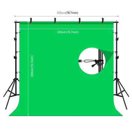 PULUZ 2x2m Photo Studio Background Support Stand Backdrop Crossbar Bracket Kit with Red / Blue / Green Backdrops, 2 x 2m(double stands)