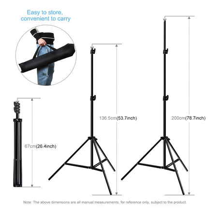 PULUZ 2.9x2m Photo Studio Background Support Stand Backdrop Crossbar Bracket Kit with Red / Blue / Green Backdrops, 2.9 x2 m (double stands)