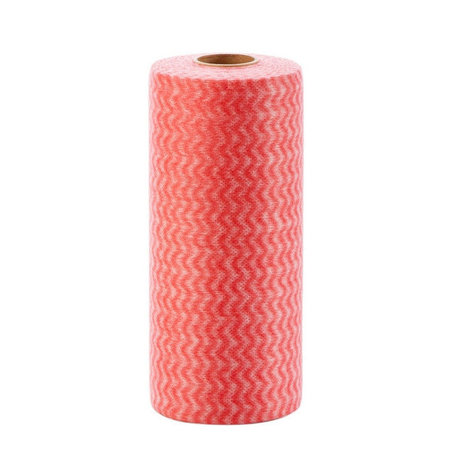 50 Sheets Non-Woven Disposable Washing Towels Dishcloth, Red, Green, Orange, Blue