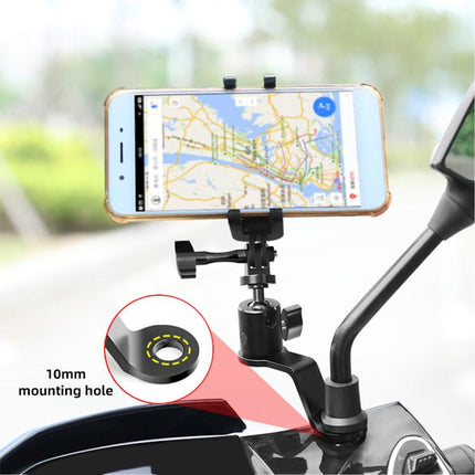 PULUZ Motorcycle Rearview Mirror Aluminum Alloy Action Camera Holder Mount, Rearview Mirror Mount
