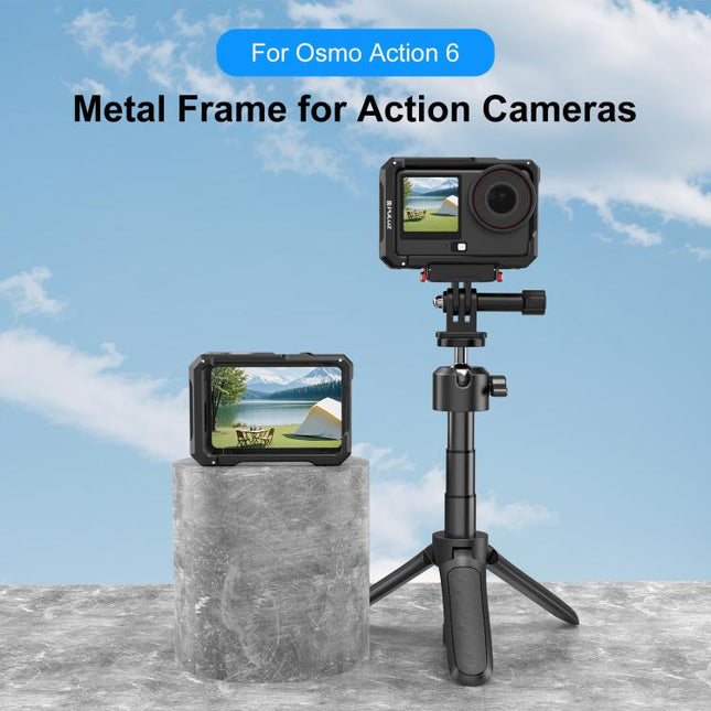 For DJI Osmo Action 6 PULUZ Metal Cage Frame with Cold Shoe, Metal Cage