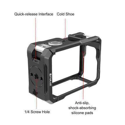 For DJI Osmo Action 6 PULUZ Metal Cage Frame with Cold Shoe, Metal Cage