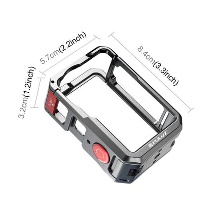 For DJI Osmo Action 6 PULUZ Metal Dual-Opening Camera Cage Expandable Frame with Silicone Lens Cap, Dual-Opening Cage