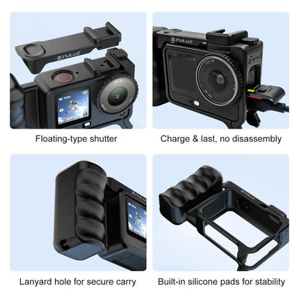 For DJI Osmo Action 6 PULUZ Street Photography Handle Ergonomic Hand Grip Cage Frame with Cold Shoe, Street Photography Handle