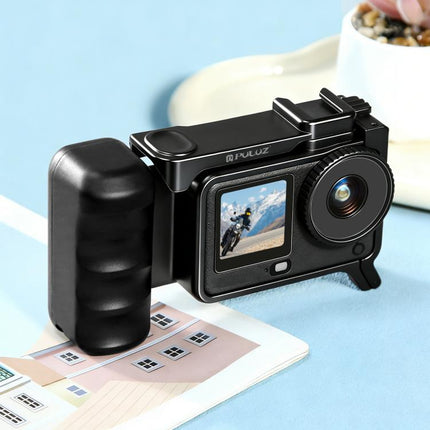 For DJI Osmo Action 6 PULUZ Street Photography Handle Ergonomic Hand Grip Cage Frame with Cold Shoe, Street Photography Handle