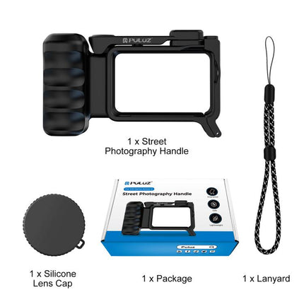 For DJI Osmo Action 6 PULUZ Street Photography Handle Ergonomic Hand Grip Cage Frame with Cold Shoe, Street Photography Handle