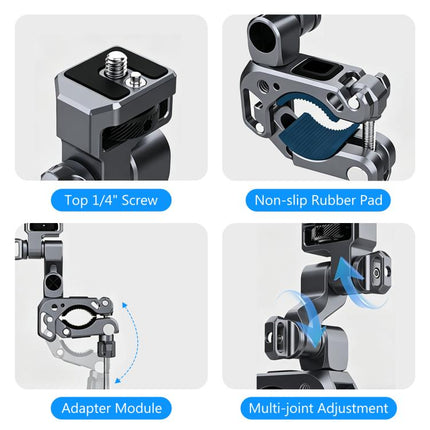 PULUZ Panoramic & Action Cameras Professional 3-Way Gimbal Motorcycles Bicycles Handlebar Aluminium Alloy Mount, Handlebar Aluminium Alloy Mount
