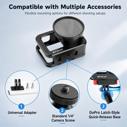 PULUZ  Aluminum Alloy Protective Cage with 58mm UV Lens & Lens Cover for GoPro MISSION 1 / 1 PRO, Protective Cage