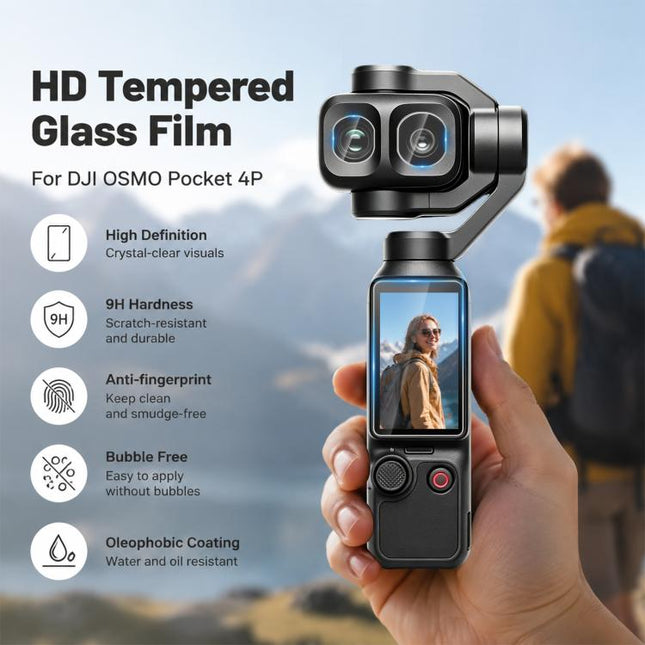 For DJI OSMO Pocket 4P / XTRA Muse 2 Pro PULUZ 9H 2.5D HD Tempered Glass Lens Protector + Screen Film, For DJI OSMO Pocket 4P / XTRA Muse 2 Pro