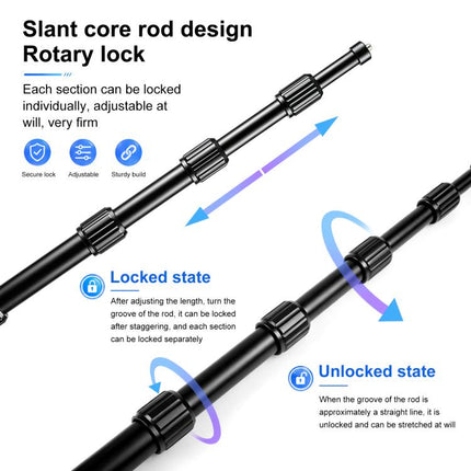 PULUZ Cycling Quick Release Bracket with 150cm Locking Selfie Stick Set, 2 x Dual-heads Crabs Clamps Handlebar Fixed Mount, Locking Selfie Stick