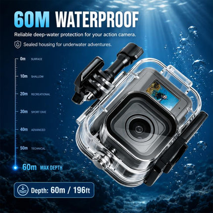 For GoPro MISSION 1 / 1 PRO PULUZ 60m Waterproof Housing Diving Protective Case with Anti-fog Sheets, For GoPro MISSION 1 / 1 PRO