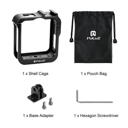 For GoPro MAX2 PULUZ Metal Camera Cage Frame with Cold Shoe & Adapter, Metal Camera Cage