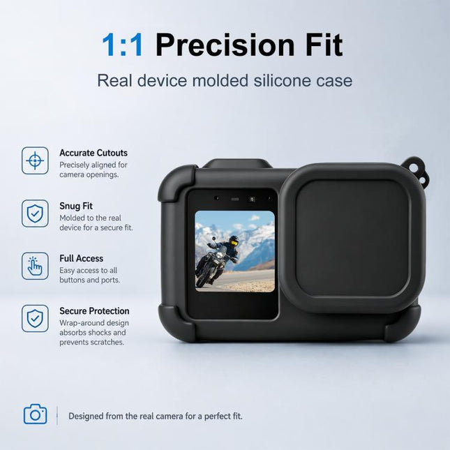 For GoPro MISSION 1 / 1 PRO PULUZ Body Silicone Protective Case with Lens Cover & Strap, For GoPro MISSION 1 / 1 PRO Silicone Case