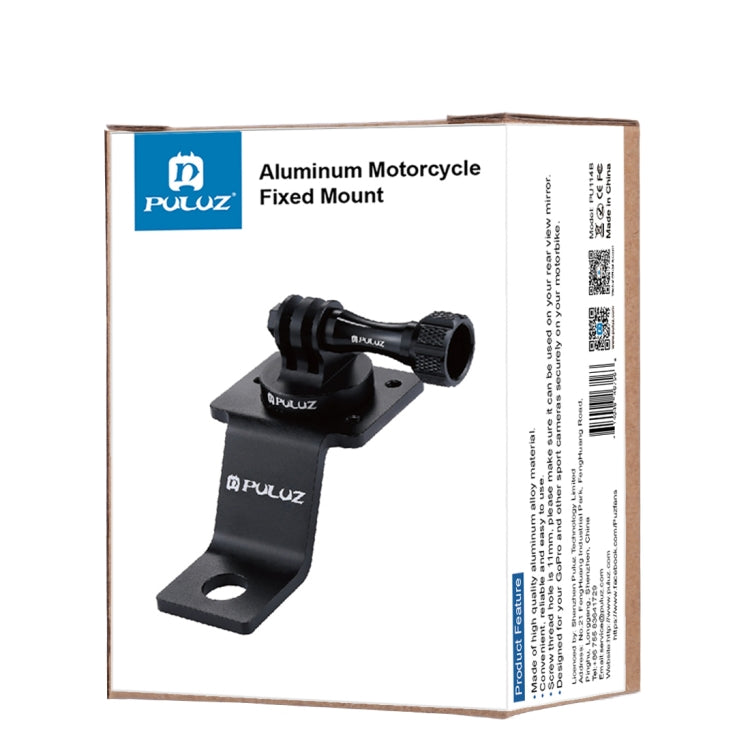 PULUZ Aluminum Alloy Motorcycle Fixed Holder Mount with Tripod Adapter & Screw for GoPro, Insta360, DJI and Other Action Cameras