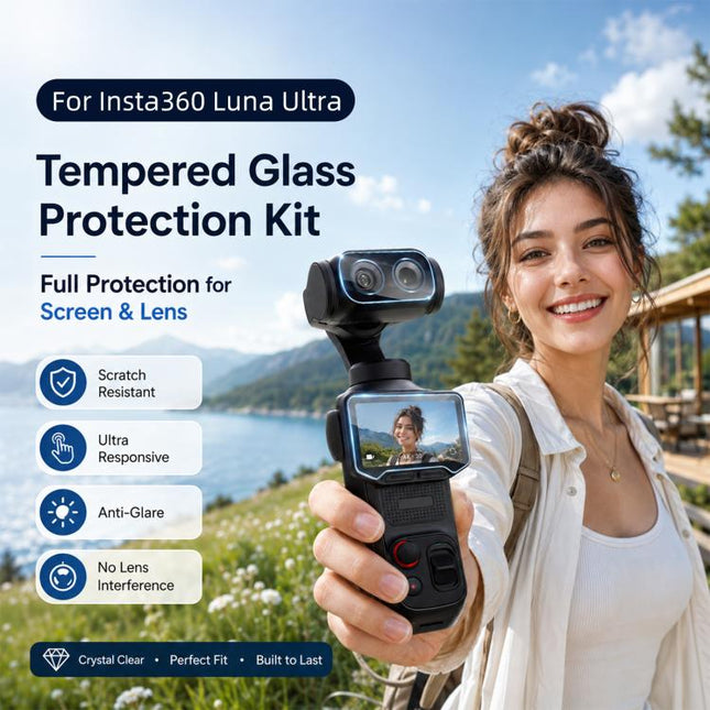 For Insta360 Luna Ultra PULUZ 9H 2.5D HD Tempered Glass Screen Film + Lens Protector, For Insta360 Luna Ultra