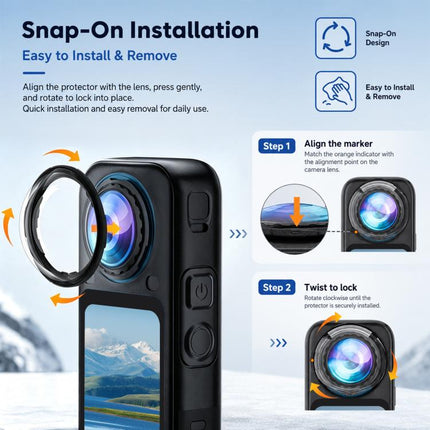 For Insta360 X6 2 PCS/Pack PULUZ Rotation Lock PC Lens Guard Protective Cover