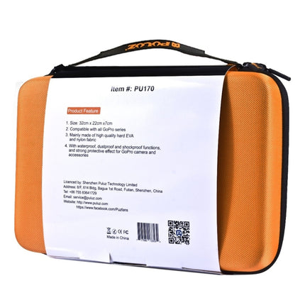 PULUZ Waterproof Carrying and Travel Case for for GoPro, Insta360, DJI and Other Action Cameras Accessories, Large Size: 32cm x 22cm x 7cm, For GoPro,Size: 32cm x 22cm x 7cm Orange