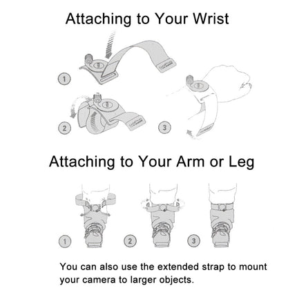 PULUZ 3 in 1 Hand Wrist Arm Leg Straps 360-degree Rotation Mount for GoPro, Insta360, DJI and Other Action Cameras