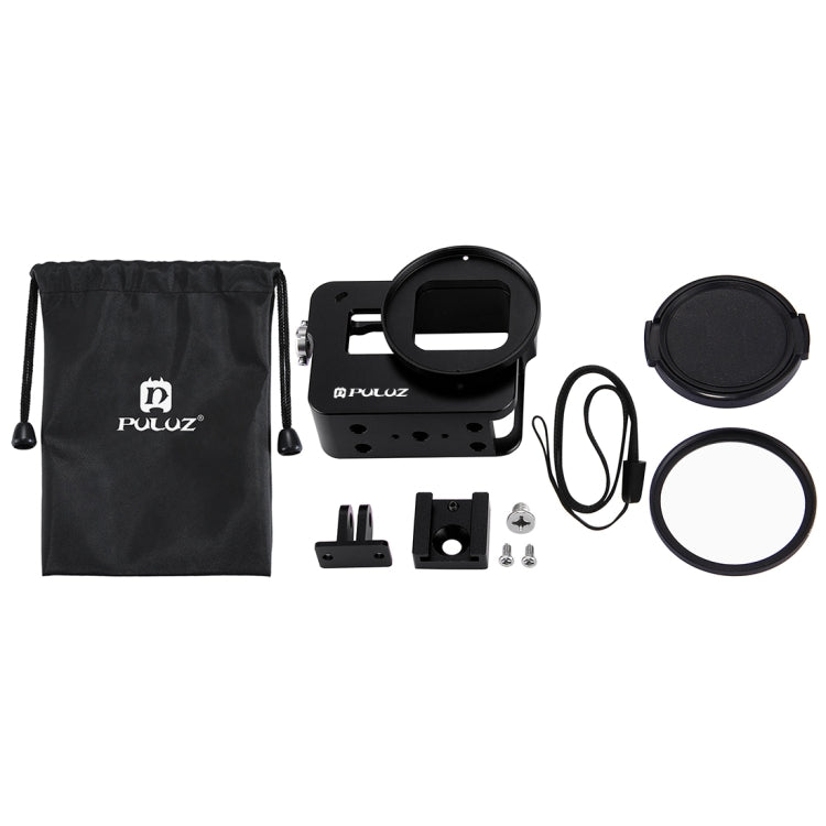 PULUZ Housing Shell CNC Aluminum Alloy Protective Cage with 52mm UV Lens for GoPro HERO(2018) /7 Black /6 /5, For HERO6 /5 No Frame