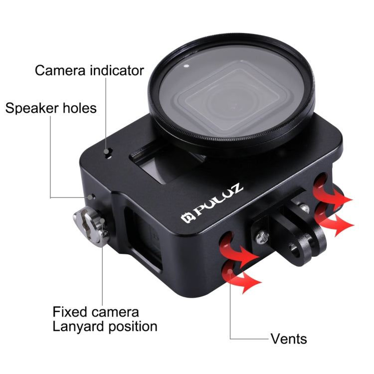 PULUZ Housing Shell CNC Aluminum Alloy Protective Cage with 52mm UV Lens for GoPro HERO(2018) /7 Black /6 /5, For HERO6 /5 No Frame