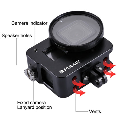 PULUZ Housing Shell CNC Aluminum Alloy Protective Cage with 52mm UV Lens for GoPro HERO(2018) /7 Black /6 /5, For HERO6 /5 No Frame, For HERO5/6 No Frame